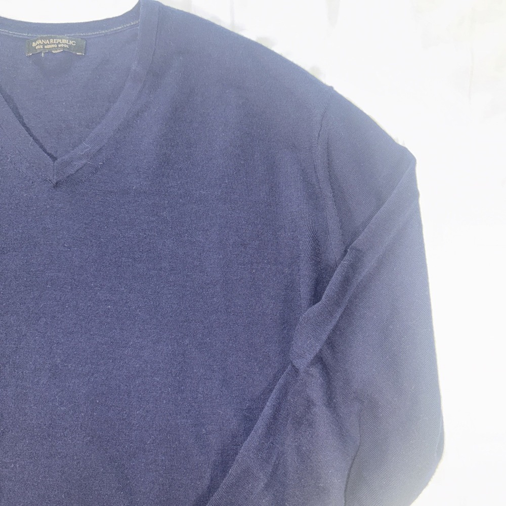 Banana Republic Men's Extra Fine Italian Merino Wool XXL‎ Royal Blue V-Neck - Picture 5 of 10